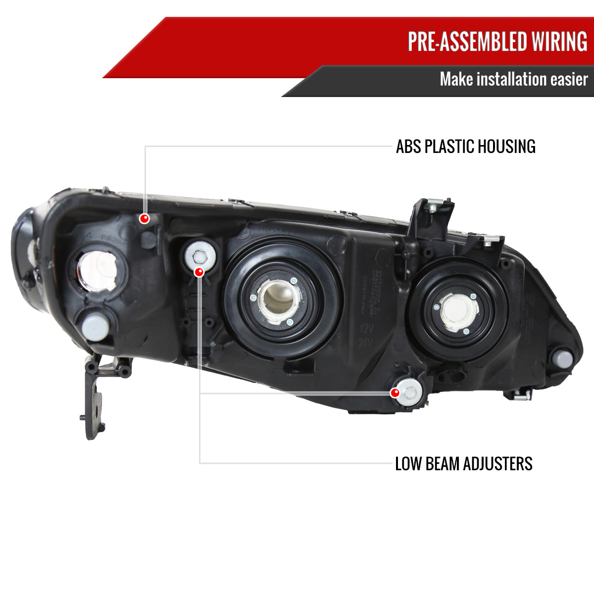 2006-2011 Honda Civic Sedan Crystal Headlights (Chrome Housing/Clear Lens)