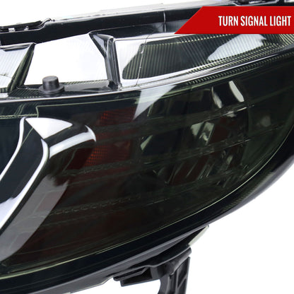 2006-2011 Honda Civic 4DR Sedan Factory Style Headlights w/ LED Strip (Chrome Housing/Smoked Lens)