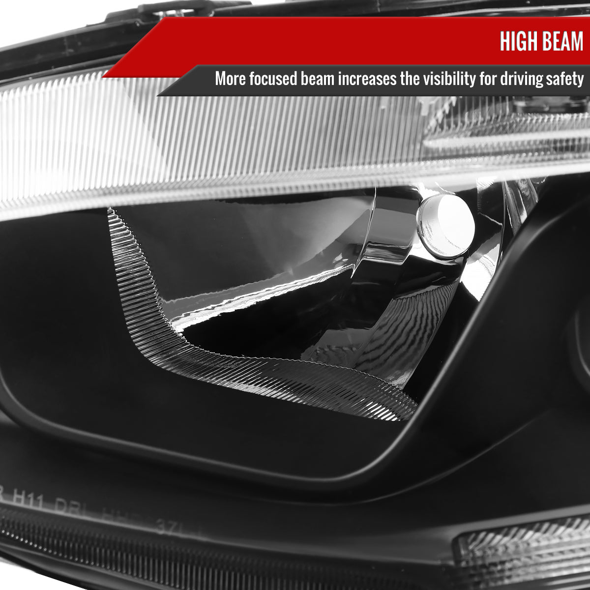 2016-2021 Honda Civic LED Strip Factory Style Projector Headlights (Matte Black Housing/Clear Lens)