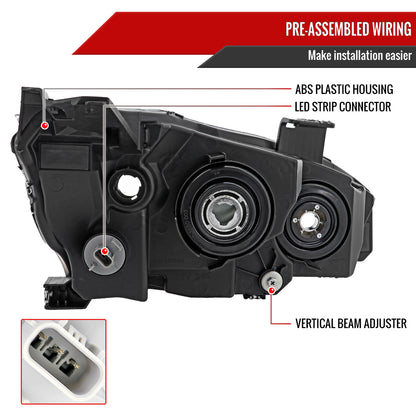 2016-2021 Honda Civic LED Strip Factory Style Projector Headlights (Matte Black Housing/Smoked Lens)