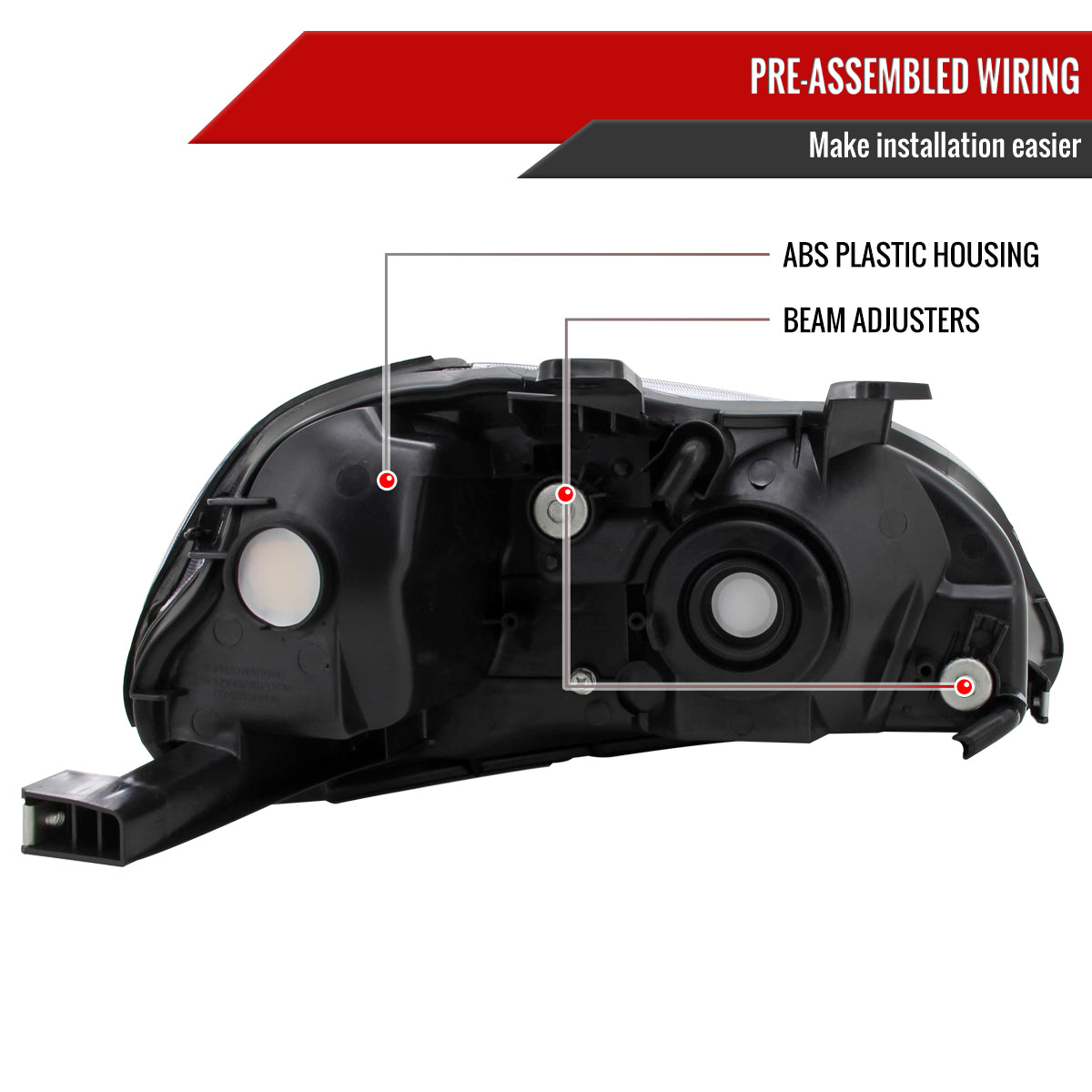 1996-1998 Honda Civic Crystal Headlights (Chrome Housing/Smoked Lens)
