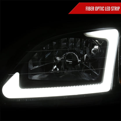 1996-1998 Honda Civic Coupe/Sedan LED Bar Factory Style Headlights (Matte Black Housing/Clear Lens)