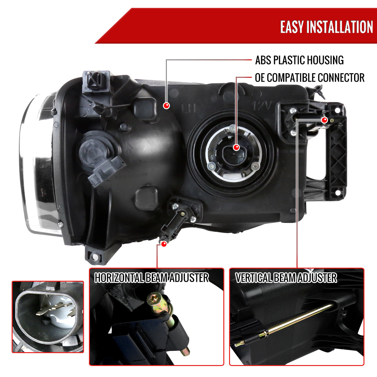 2002-2005 Dodge RAM 1500/ 2003-2005 RAM 2500 3500 Factory Style Headlights (Chrome Housing/Smoked Lens)