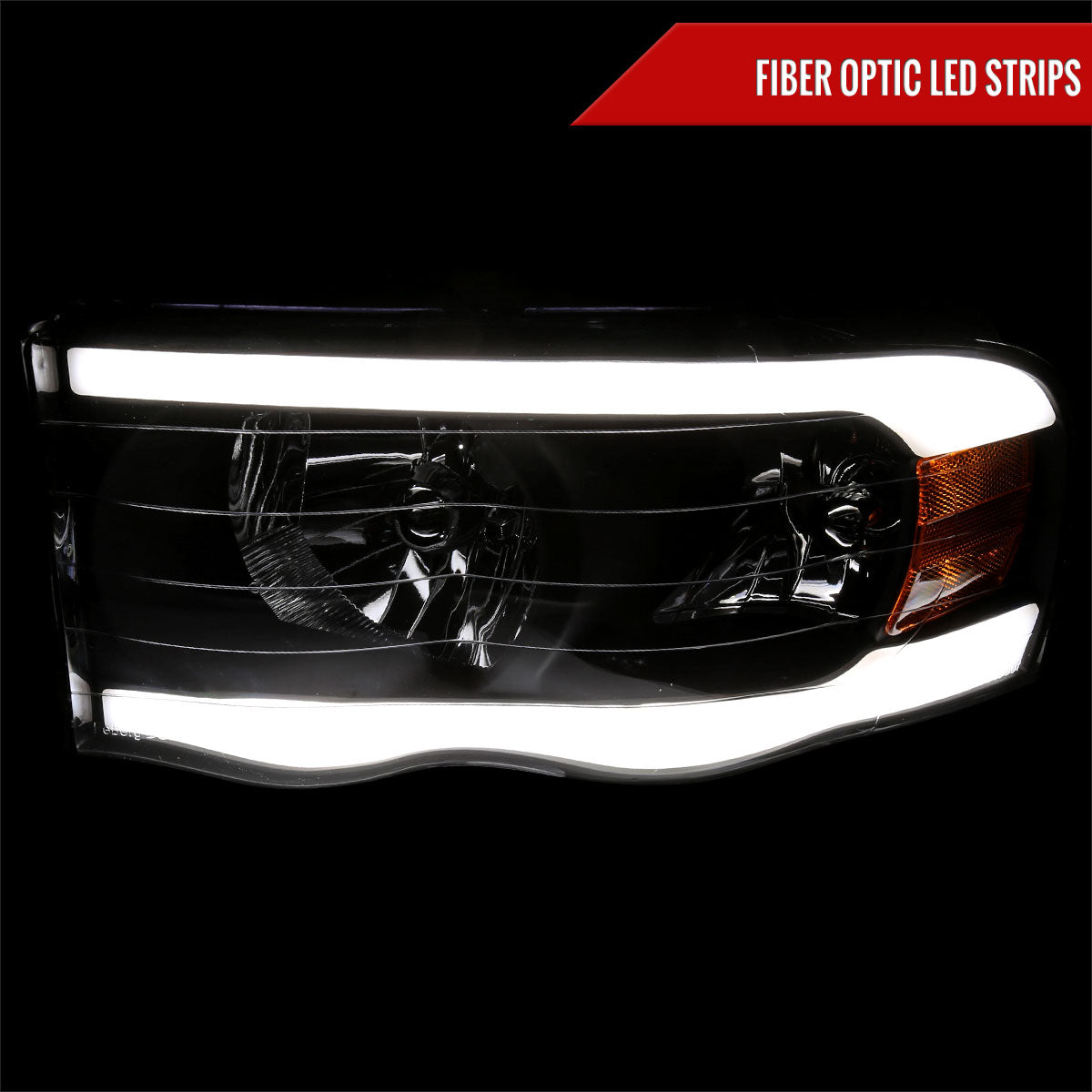 2002-2005 Dodge RAM 1500/2003-2005 Dodge RAM 2500/3500 LED Tube Factory Style Headlights (Matte Black Housing)/Clear Lens)