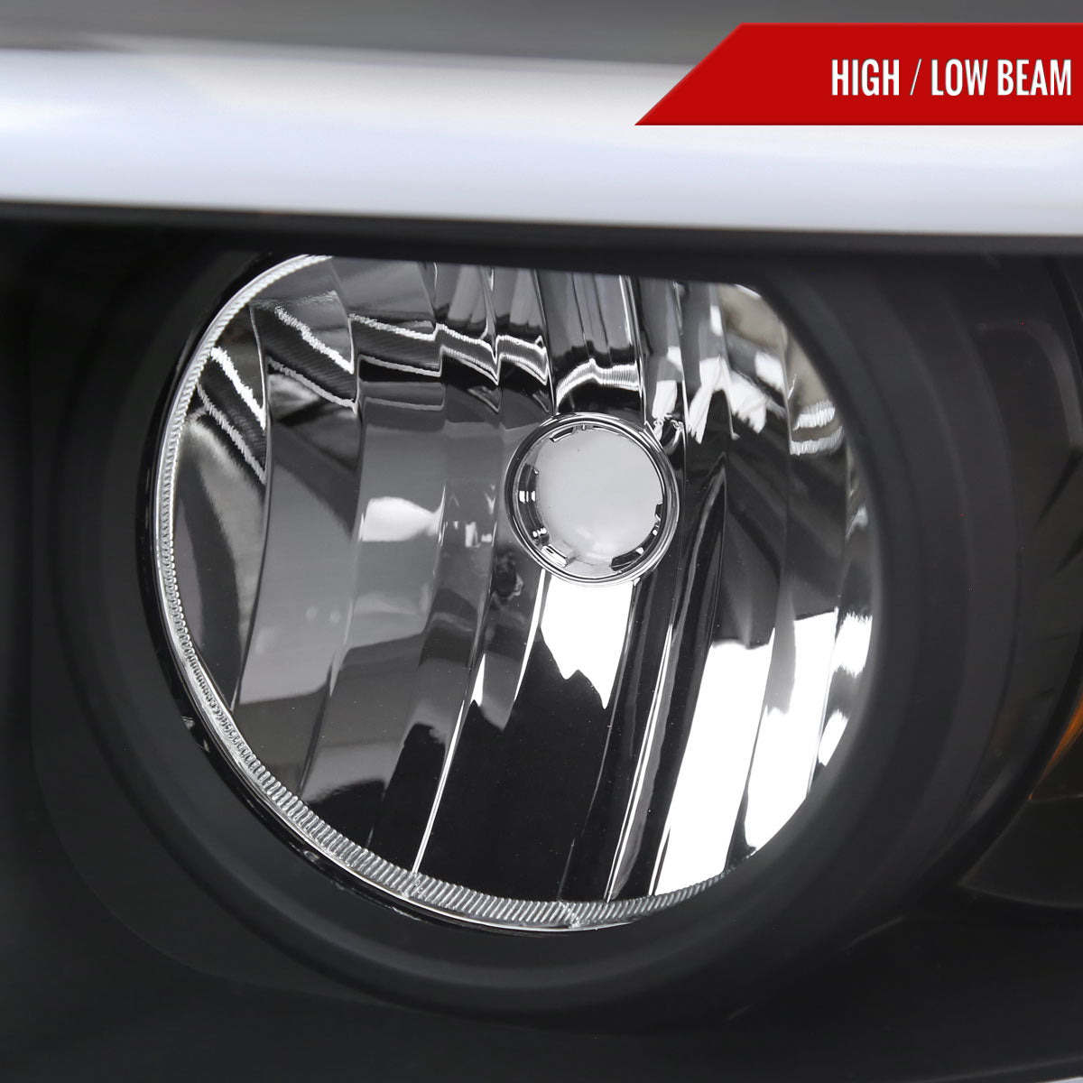 2006-2008 Dodge Ram 1500/ 2006-2009 Ram 2500 3500 LED Tube Factory Style Headlights with Amber Reflector (Matte Black Housing/Clear Lens)