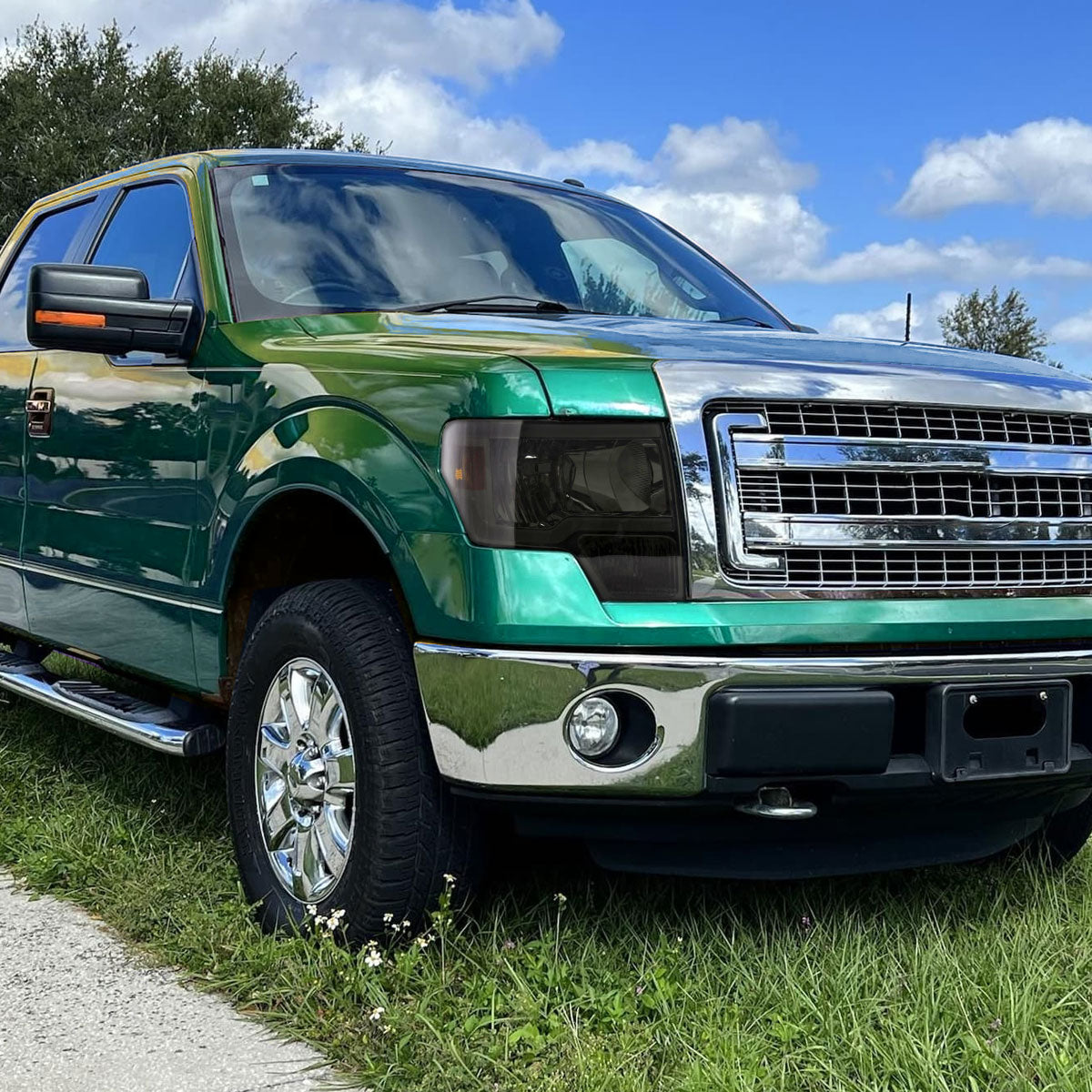 2009-2014 Ford F-150 LED Tube Factory Style Headlights (Chrome Housing/Smoked Lens)