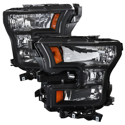2015-2017 Ford F-150 Replacement Factory Style Headlights (Matte Black Housing/Clear Lens)
