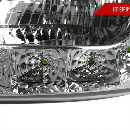 1997-2004 Ford F-150/Expedition Factory Style Crystal Headlights w/ SMD LED Light Strip (Chrome Housing/Clear Lens)