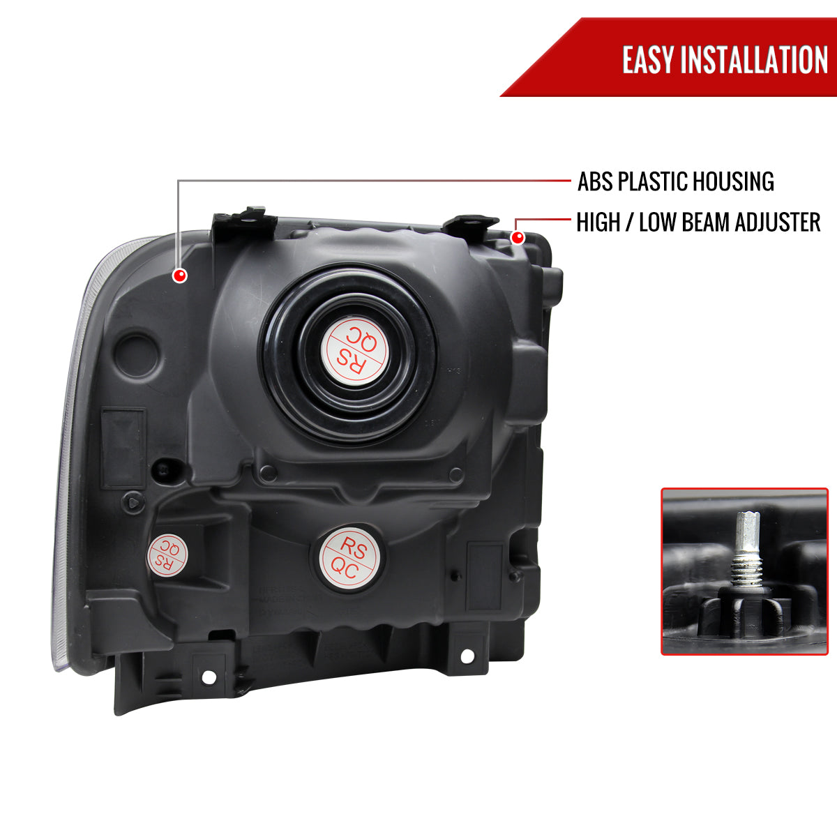 2005-2007 Ford F-250/F-350/F-450/F-550/Excursion Crystal Headlights (Matte Black Housing/Clear Lens)