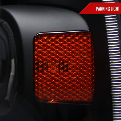 2005-2007 Ford F-250/F-350/F-450/F-550/Excursion Crystal Headlights w/ SMD LED Light Strip (Matte Black Housing/Clear Lens)