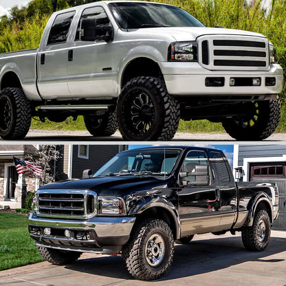 2005-2007 Ford F-250/F-350/F-450/F-550/Excursion Crystal Headlights w/ SMD LED Light Strip (Matte Black Housing/Clear Lens)