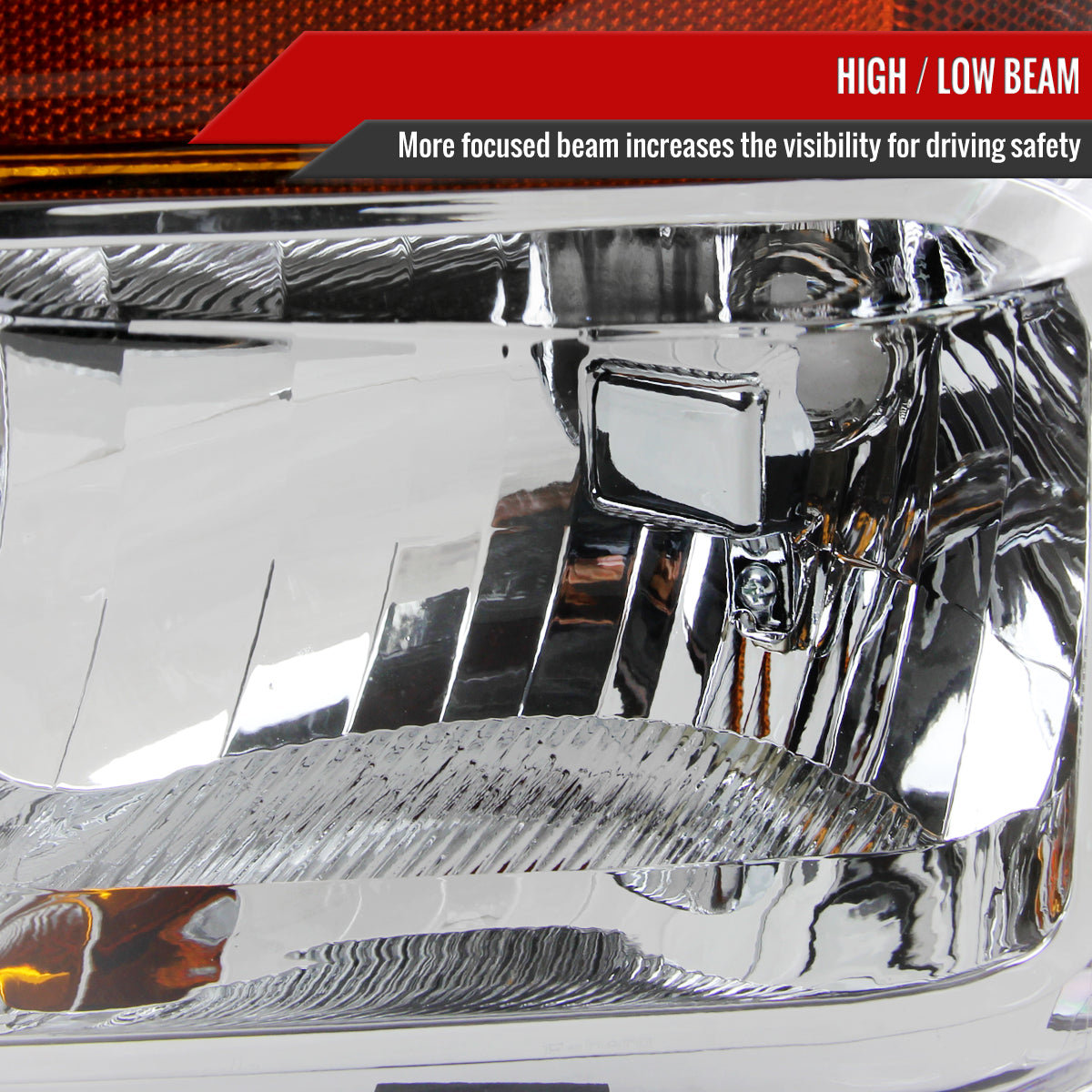 2008-2010 Ford F-250/F-350/F-450 Super Duty Factory Style Headlights w/ Amber Reflectors (Chrome Housing/Clear Lens)