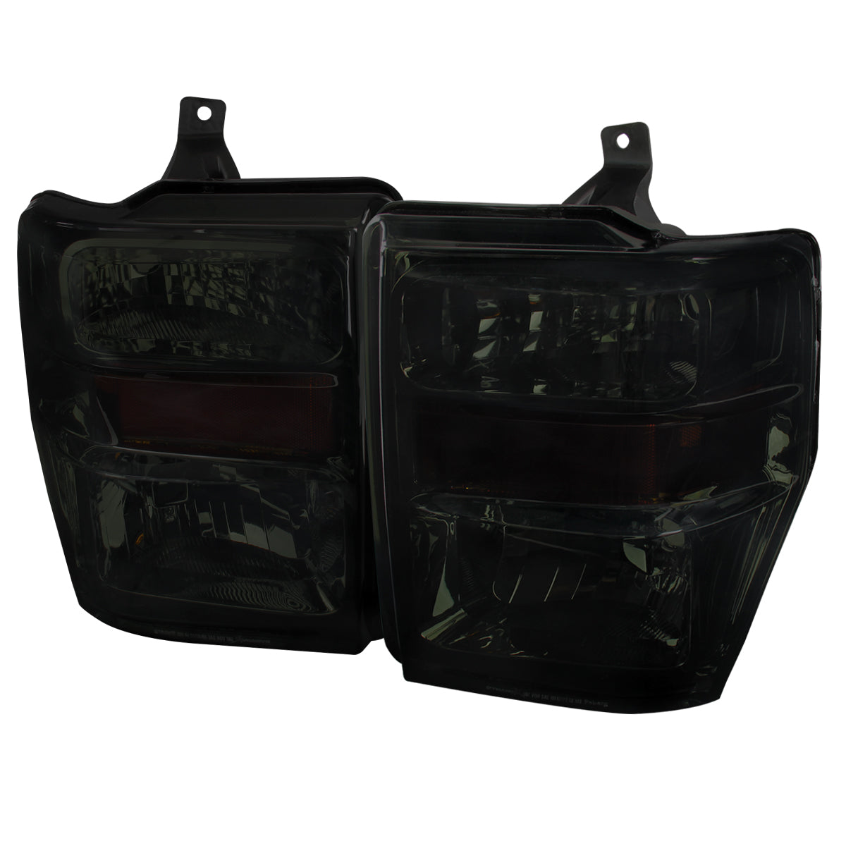2008-2010 Ford F-250/F-350/F-450 Super Duty Factory Style Headlights w/ Amber Reflectors (Chrome Housing/Smoked Lens)