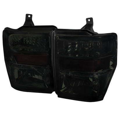 2008-2010 Ford F-250/F-350/F-450 Super Duty Factory Style Headlights w/ Amber Reflectors (Chrome Housing/Smoked Lens)