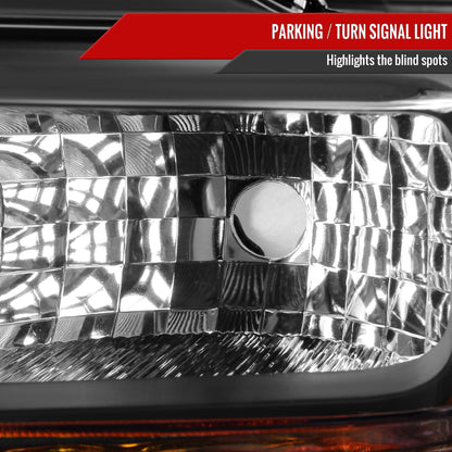 2008-2010 Ford F-250/F-350/F-450 Super Duty Factory Style Headlights w/ Amber Reflectors (Matte Black Housing/Clear Lens)