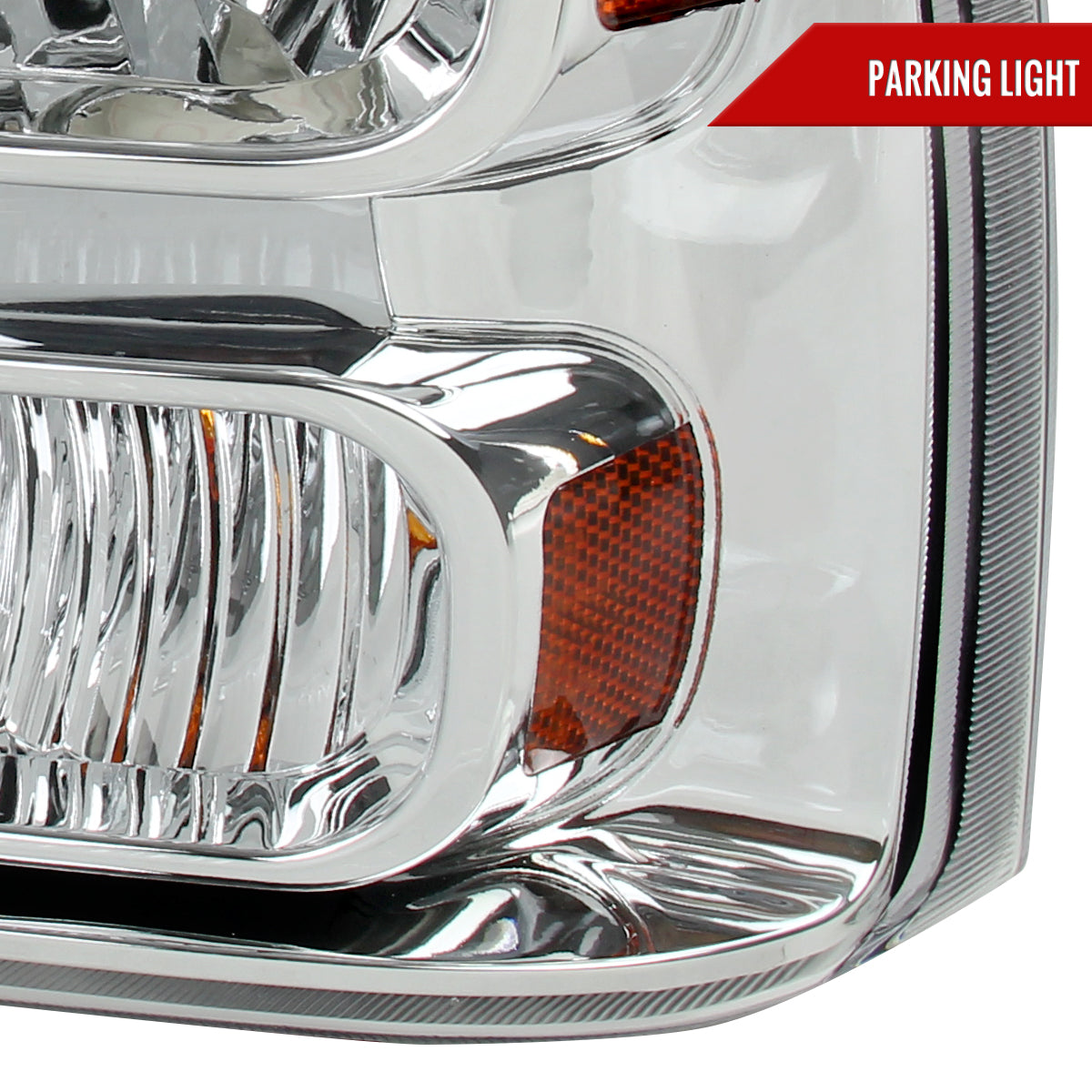 1999-2004 Ford Excursion/F-250/F-350/F-450/F-550 Crystal Headlights (Chrome Housing/Clear Lens)