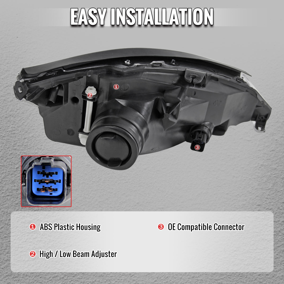 2000-2004 Ford Focus Factory Style Crystal Headlights (Chrome Housing/Clear Lens)