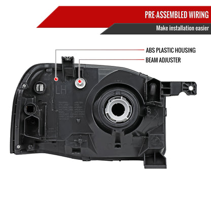 2001-2004 Nissan Frontier XE Factory Style Headlight (Chrome Housing/Smoked Lens)