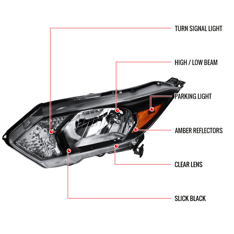2016-2018 Honda HR-V Clear Lens Crystal Headlight w/ Amber Reflector - Driver Side Only