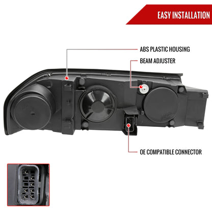 2000-2005 Chevrolet Impala LED Bar Factory Style Headlights  (Matte Black Housing/Clear Lens)