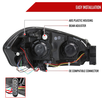 2006-2013 Chevrolet Impala/2006-2007 Monte Carlo/2014-2016 Impala Limited Factory Style Headlights w/ LED Strip (Chrome Housing/Clear Lens)