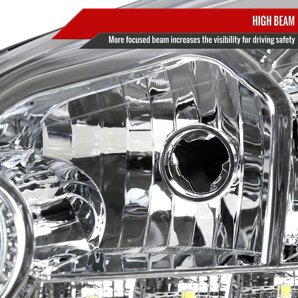2006-2013 Chevrolet Impala / 2014-2015 Impala Limited / 2006-2007 Monte Carlo Factory Style Crystal Headlights w/ SMD LED Light Strip (Chrome Housing/Clear Lens)
