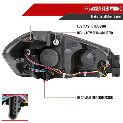 2006-2013 Chevrolet Impala / 2014-2015 Impala Limited / 2006-2007 Monte Carlo Factory Style Crystal Headlights w/ SMD LED Light Strip (Chrome Housing/Clear Lens)