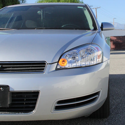 2006-2013 Chevrolet Impala / 2014-2015 Impala Limited / 2006-2007 Monte Carlo Factory Style Crystal Headlights w/ SMD LED Light Strip (Chrome Housing/Clear Lens)