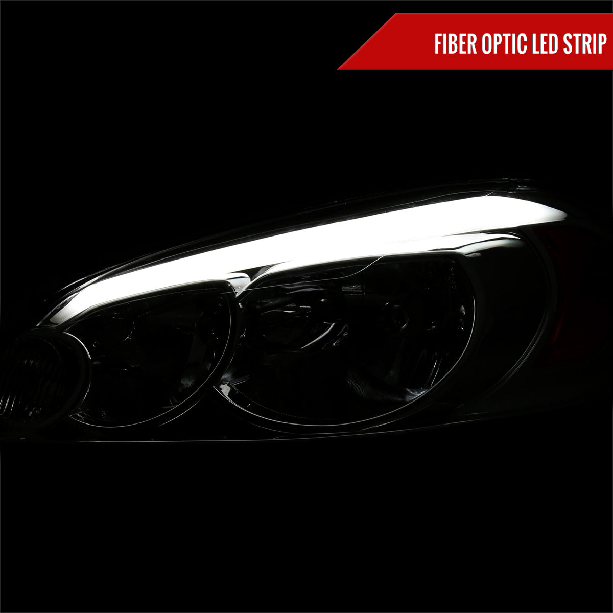 2006-2013 Chevrolet Impala/2006-2007 Monte Carlo/2014-2016 Impala Limited Factory Style Headlights w/ LED Strip (Chrome Housing/Smoked Lens)