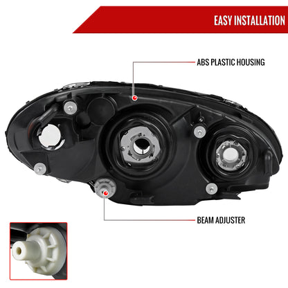 2001-2005 Chrysler PT Cruiser Factory Style Headlights (Chrome Housing / Smoked Lens)