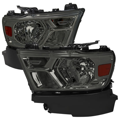 2019-2024 Dodge RAM 1500 Factory Style Headlights with Amber Reflectors (Chrome Housing/Smoked Lens)