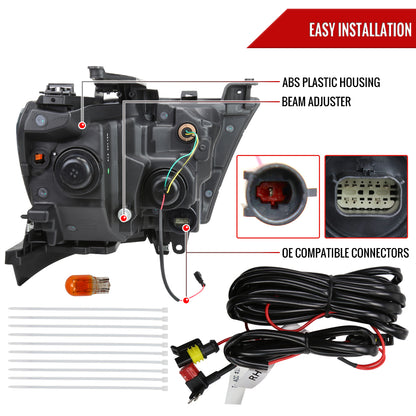 2019-2024 Dodge RAM 1500 Animated LED Bar Factory Style Headlights (Matte Black Housing/Clear Lens)