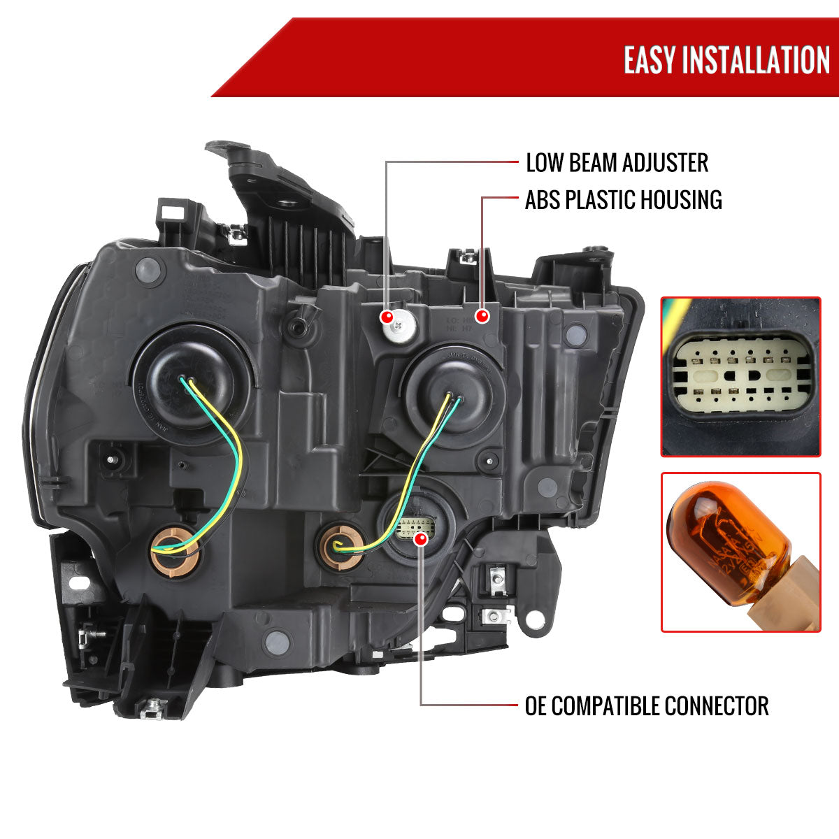 2019-2024 Dodge RAM 2500/3500/4500/5500 Factory Style Headlights (Matte Black Housing/Clear Lens)