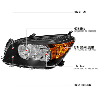 2006-2008 Toyota RAV4 Factory Style Headlights (Matte Black Housing/Clear Lens)