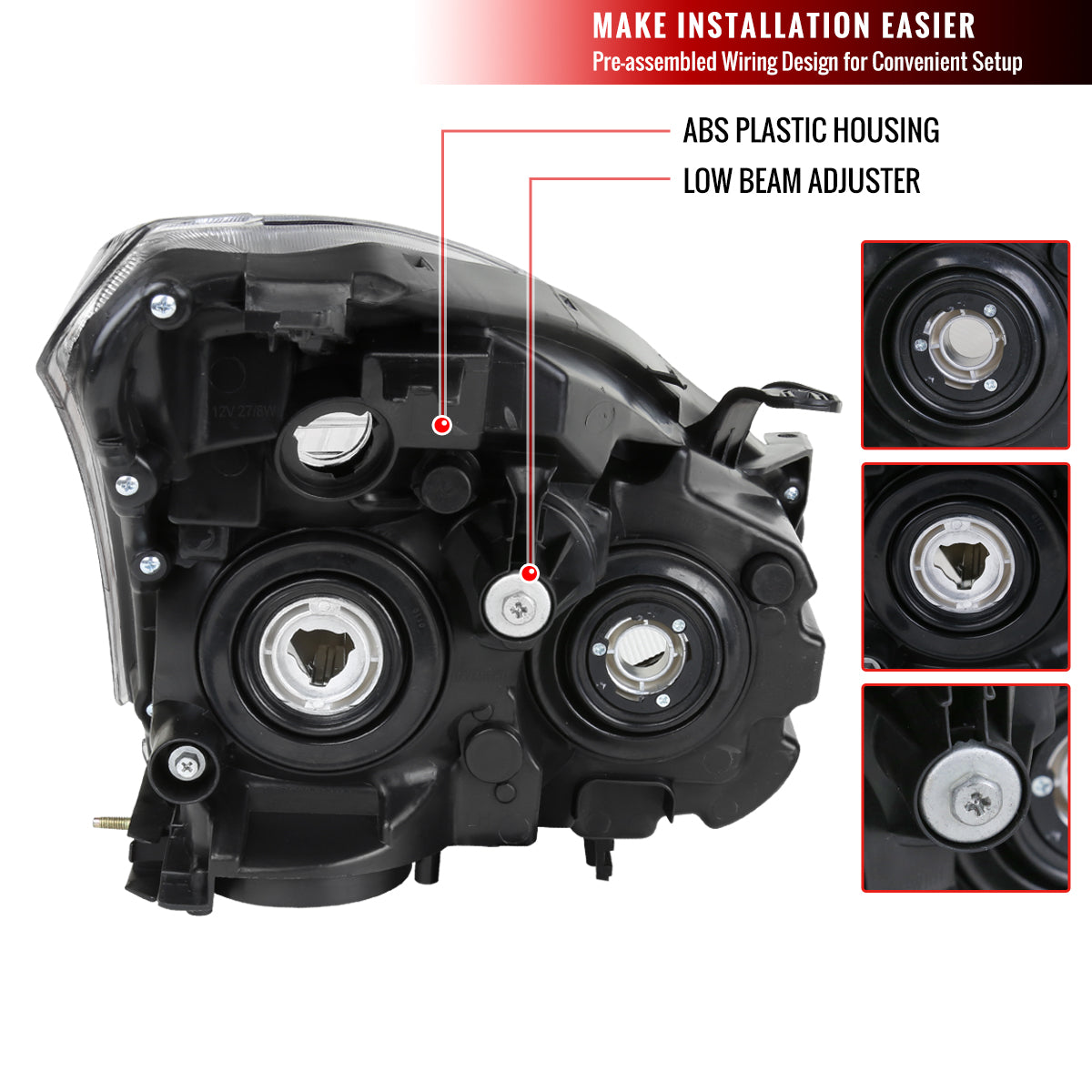 2008-2013 Nissan Rogue/ 2014-2015 Rogue Select Factory Style Headlights w/ Amber Reflectors (Chrome Housing/Clear Lens)