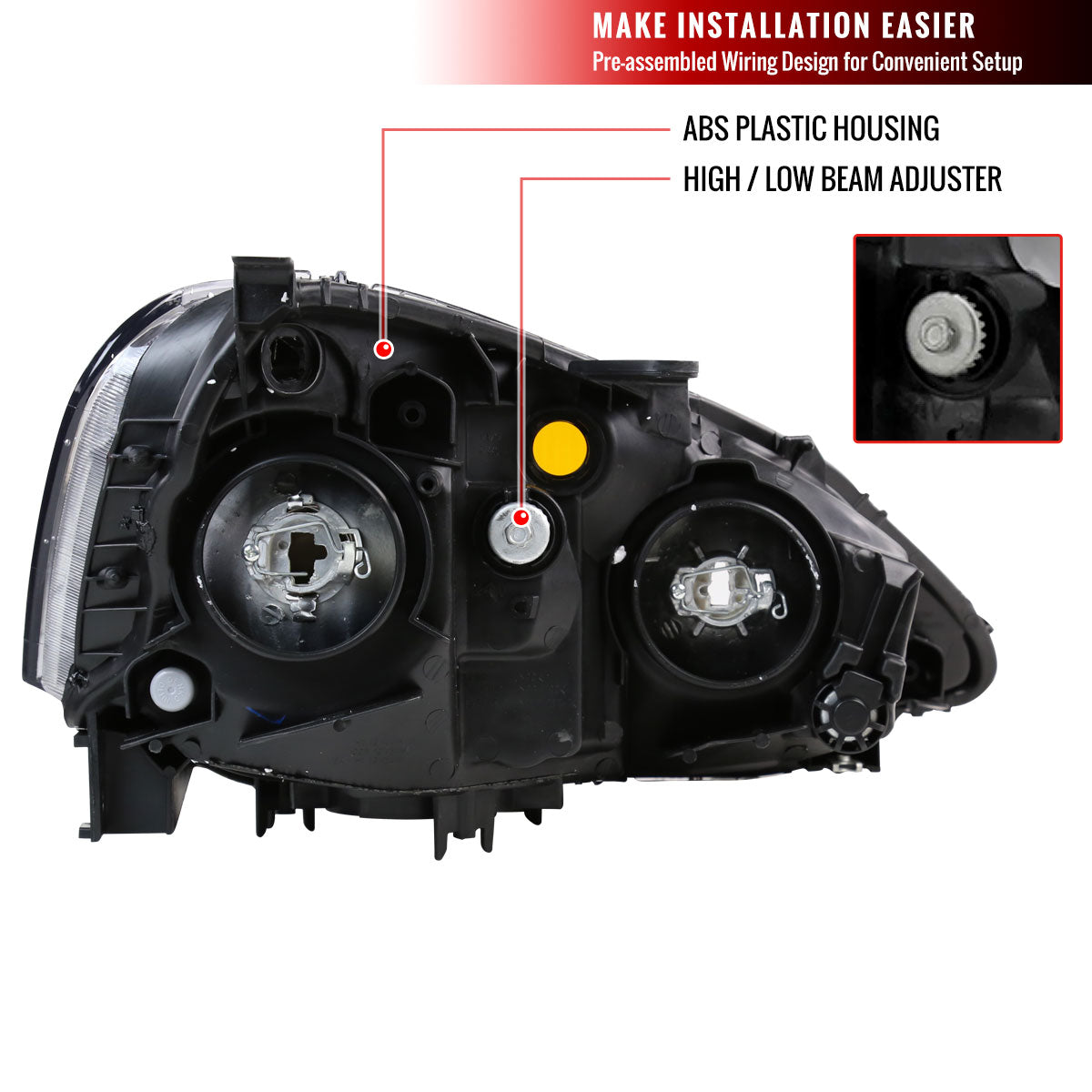 2002-2004 Acura RSX Factory Style Headlights w/ Amber Reflectors (Chrome Housing/Clear Lens)