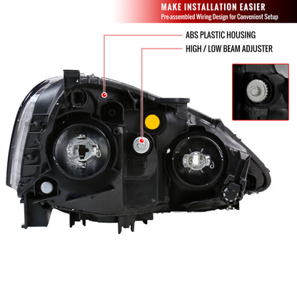 2002-2004 Acura RSX Factory Style Headlights w/ Amber Reflectors (Chrome Housing/Smoked Lens)