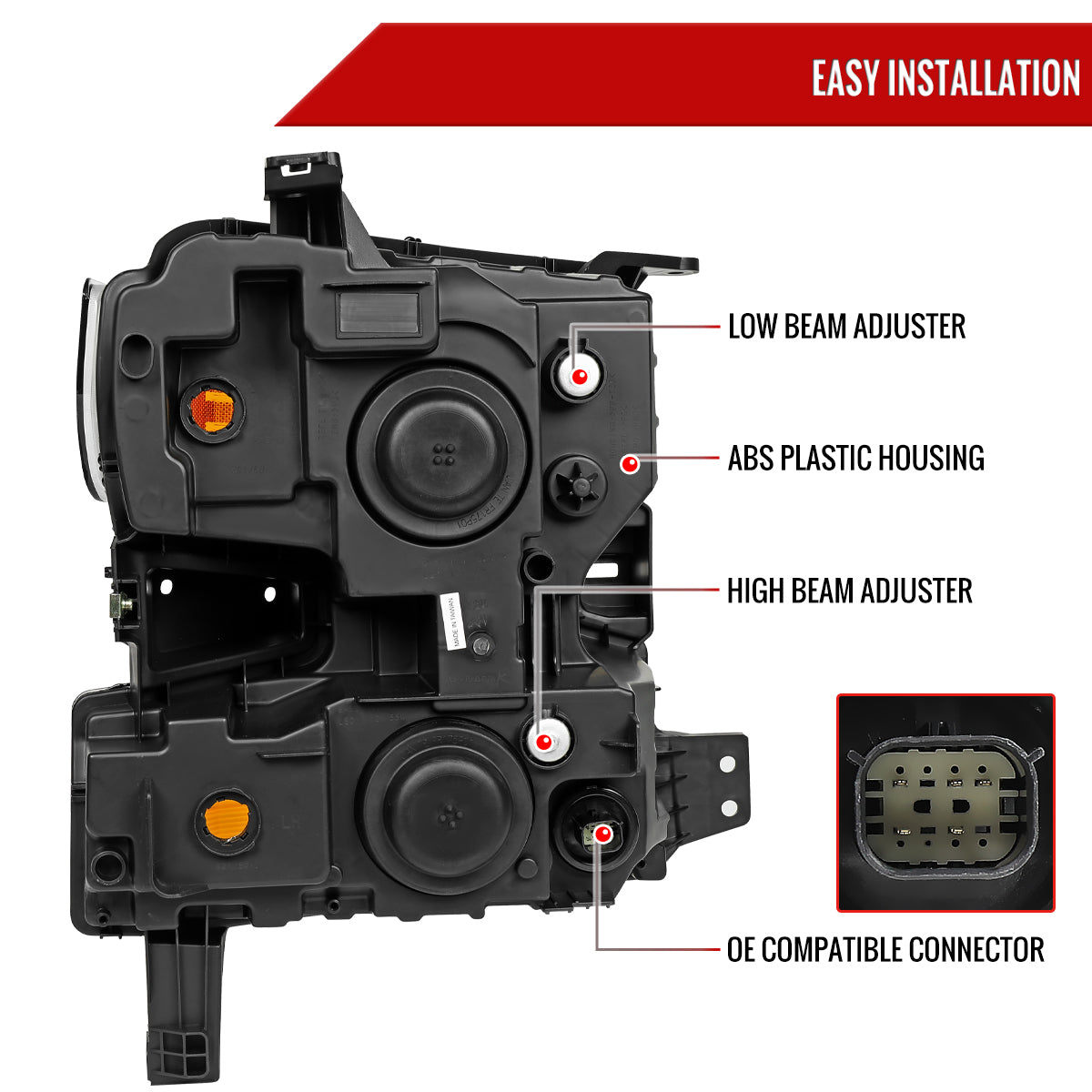 2019-2021 Chevrolet Silverado 1500 Factory Style Projector Headlight (Matte Black Housing/Clear Lens)
