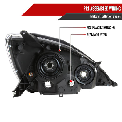 2004-2005 Toyota Sienna Driver/Left Side Factory Style Headlights w/ Amber Reflector (Chrome Housing/Clear Lens)