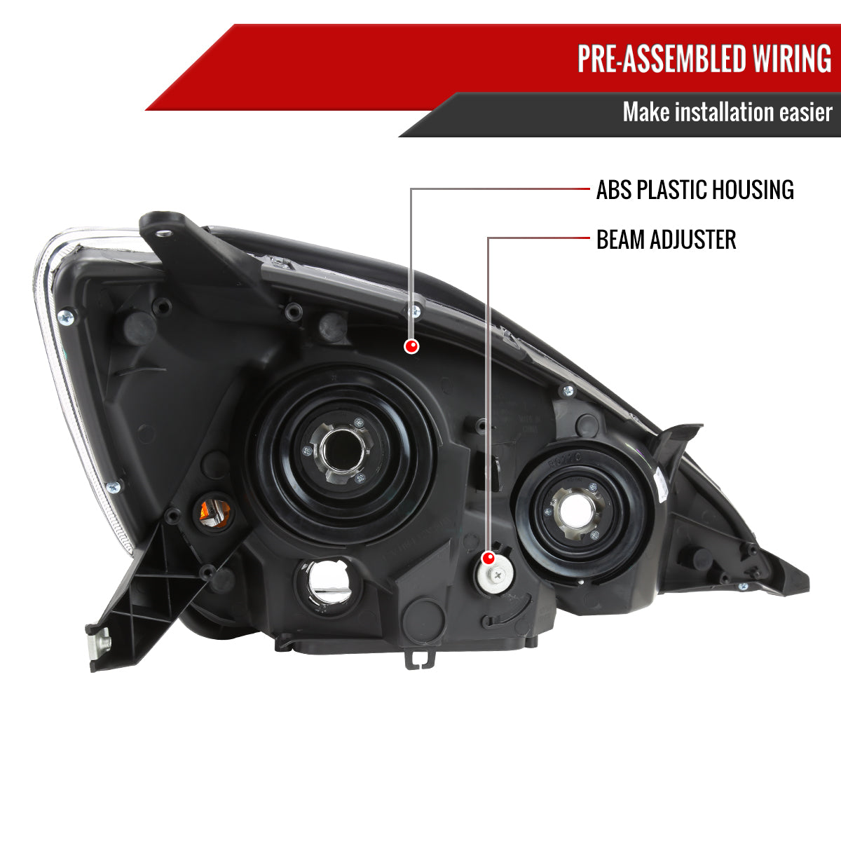 2004-2005 Toyota Sienna Factory Style Headlights w/ Amber Reflector (Chrome Housing/Smoked Lens)