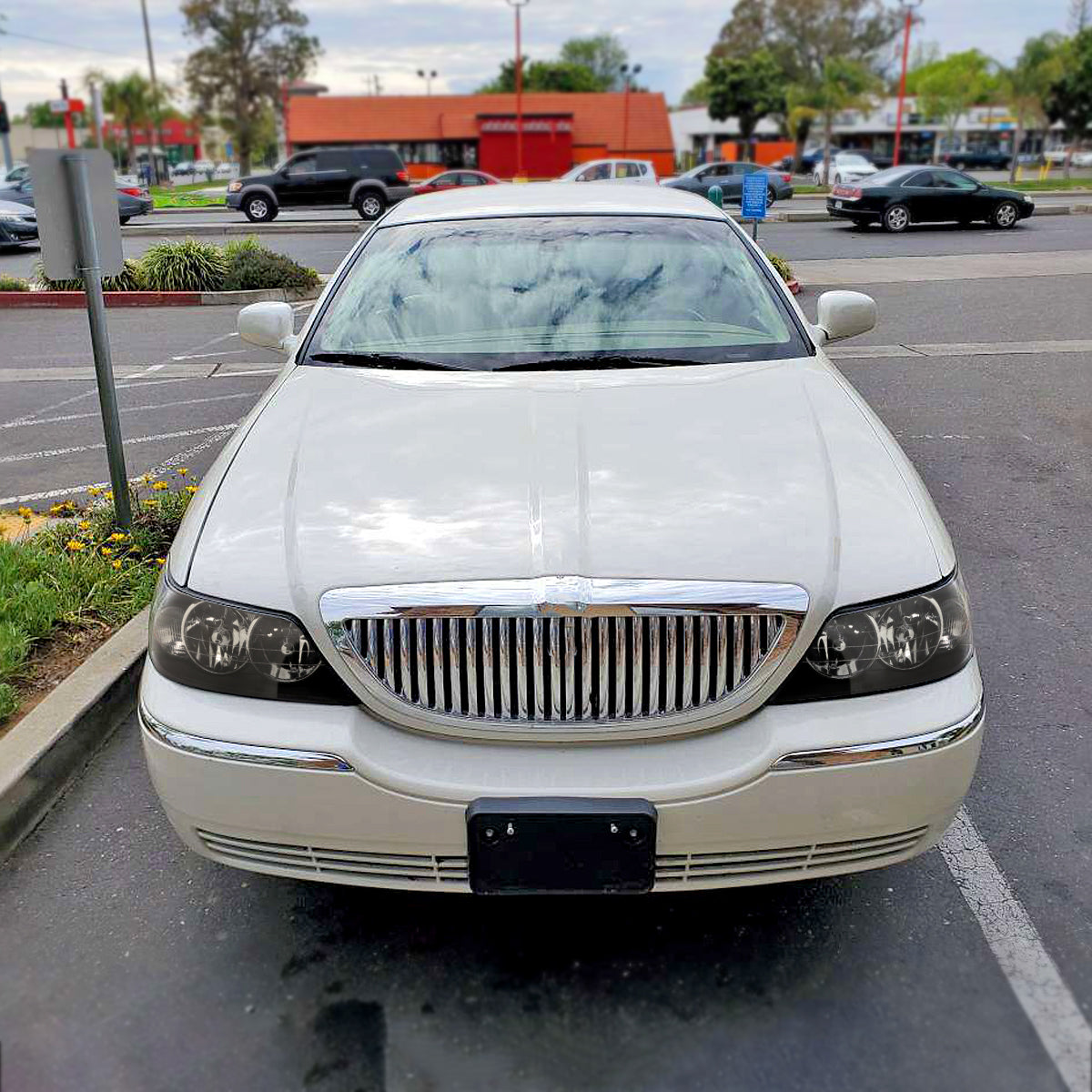 2005-2011 Lincoln Town Car Factory Style Headlights (Matte Black Housing/Clear Lens)