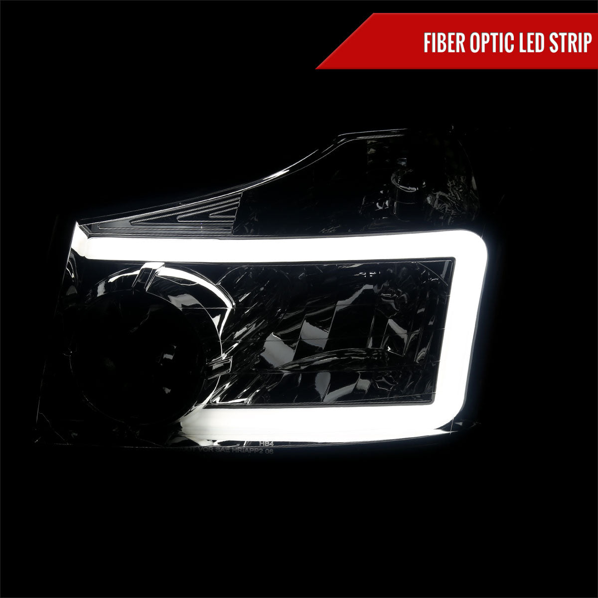 2004-2015 Nissan Titan / 2004-2007 Armada LED Bar Factory Headlights (Chrome Housing/Smoked Lens)