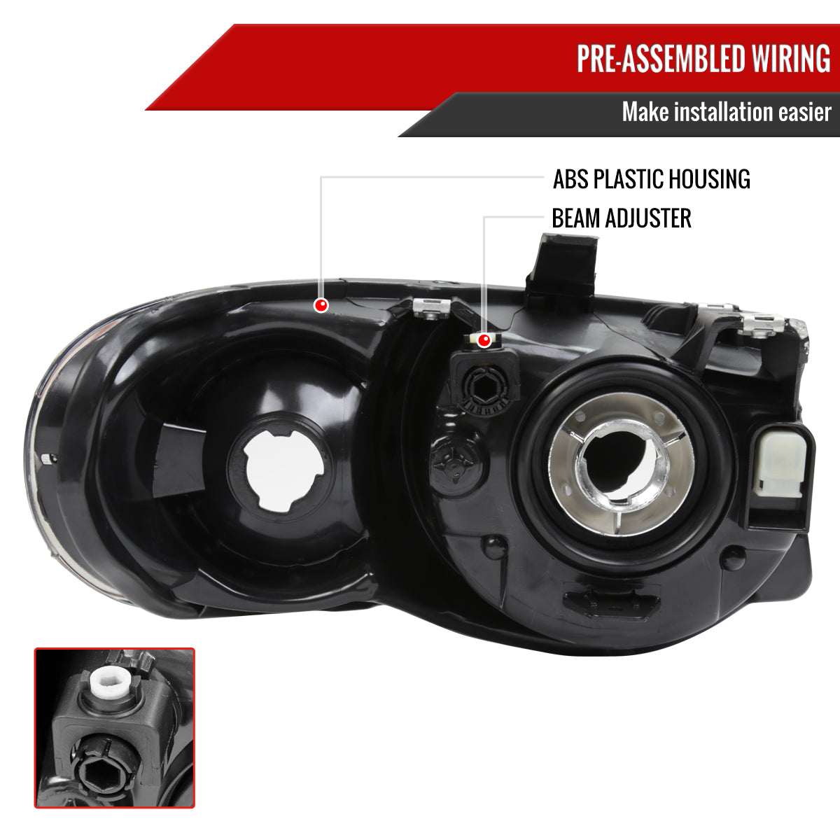 2005-2007 Chrysler Town & Country Factory Style Replacement Headlights (Matte Black Housing/Clear Lens)