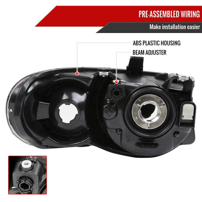 2005-2007 Chrysler Town & Country Factory Style Replacement Headlights (Matte Black Housing/Clear Lens)