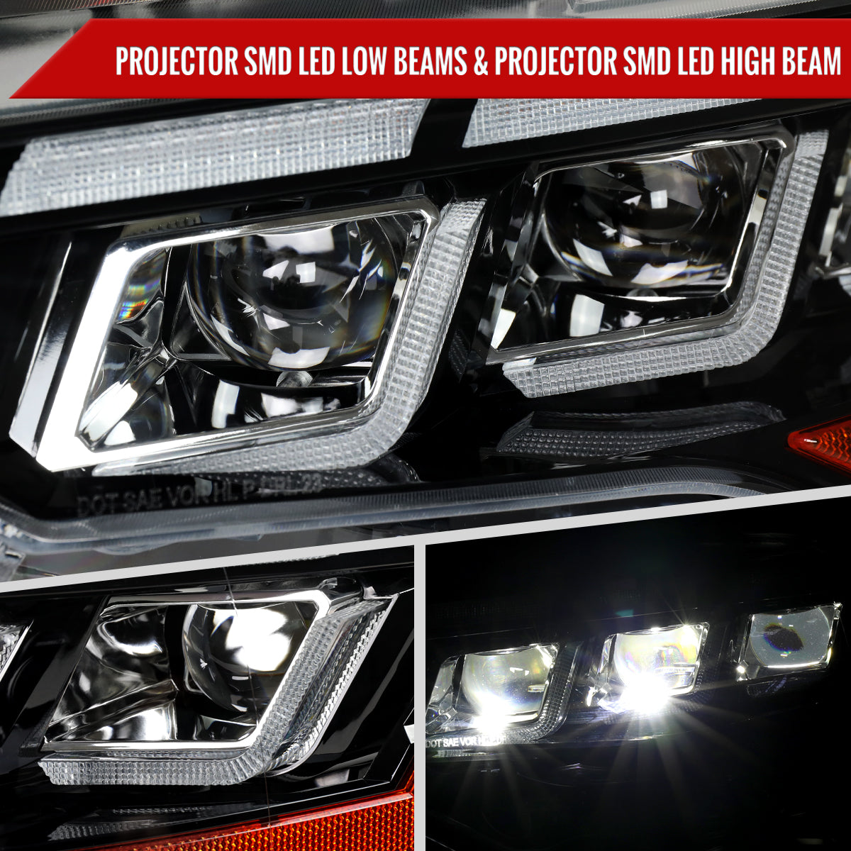 2018??2023 Ford Mustang Full LED Projector Headlights Switchback Sequential with Start-Up Animation (Glossy Black Housing / Clear Lens)
