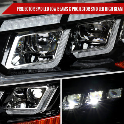 2018??2023 Ford Mustang Full LED Projector Headlights Switchback Sequential with Start-Up Animation (Glossy Black Housing / Clear Lens)