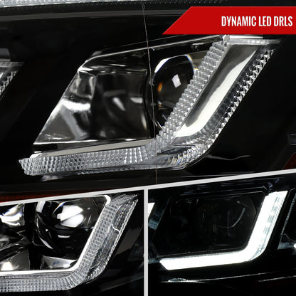 2018??2023 Ford Mustang Full LED Projector Headlights Switchback Sequential with Start-Up Animation (Glossy Black Housing / Clear Lens)
