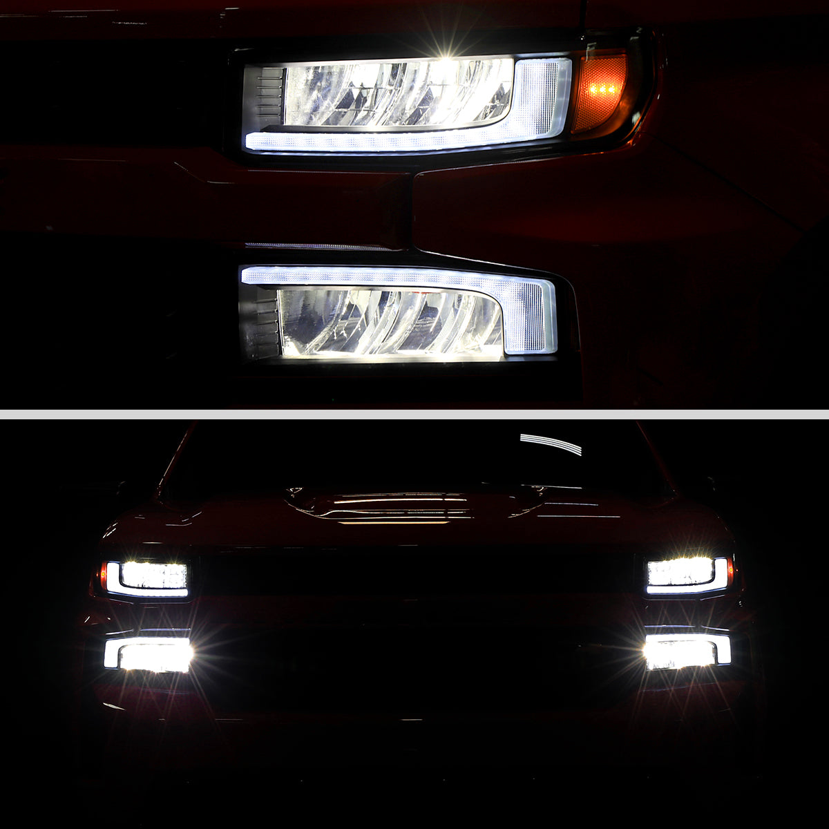 2019-2021 Chevrolet Silverado 1500 Full LED Projector Headlights with Sequential LED Turn Signal (Matte Black Housing/Smoked Lens)