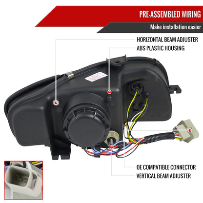 2006-2008 Audi A4 R8 Style LED Light Bar Projector Headlights (Matte Black Housing/Clear Lens)