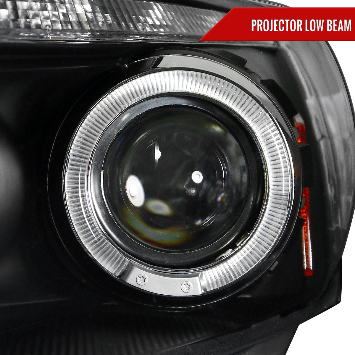 2008-2012 Honda Accord Sedan Single Halo Projector Headlights w/ LED Light Strip & LED Turn Signal Lights (Matte Black Housing/Clear Lens)